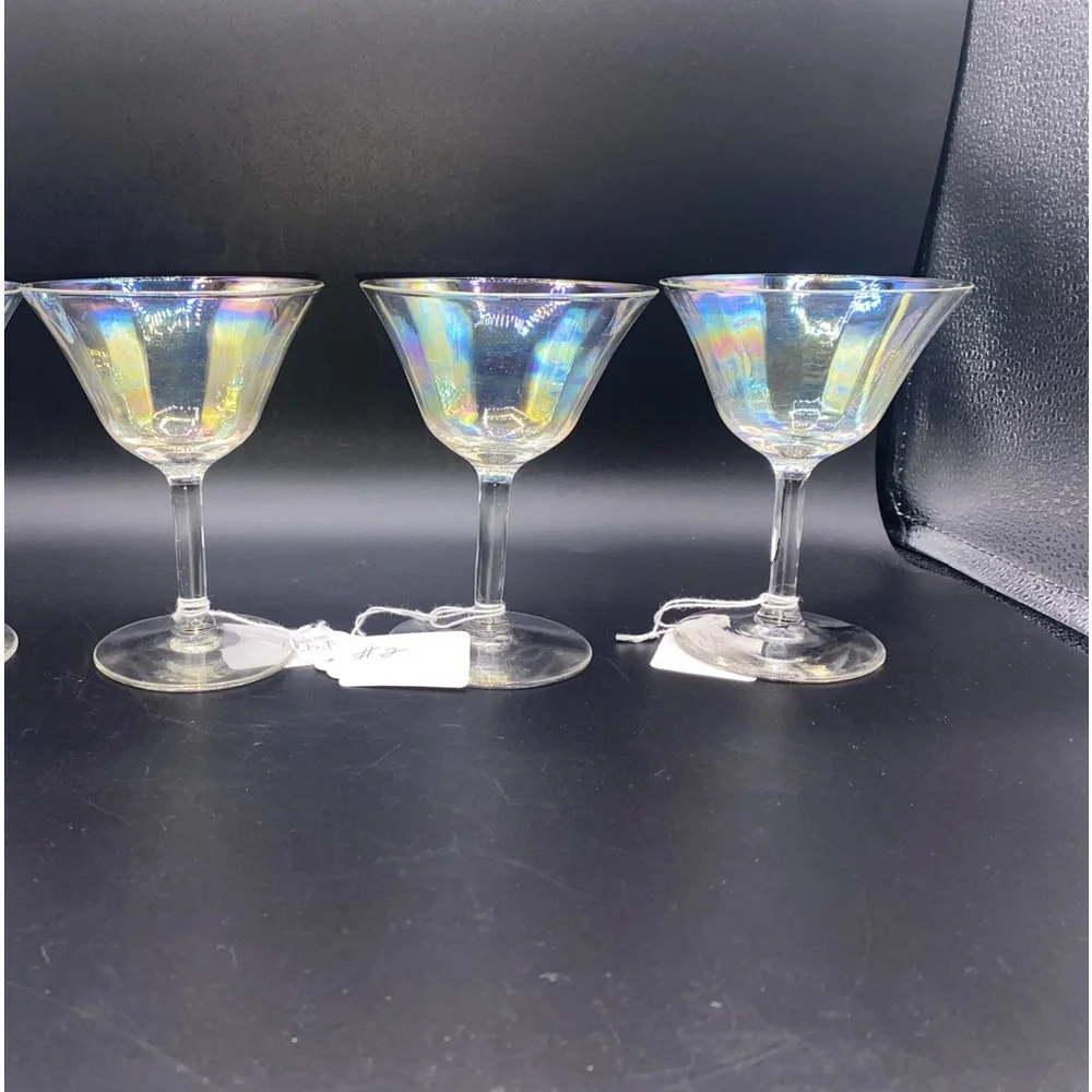 4 Vintage Iridescent Optic Cocktail Glasses - Picture 1 of 4